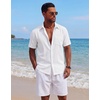 image:imageCOOFANDY Mens Short Sleeve Button Down Shirts Casual Cotton Beach Summer Linen Textured ShirtsWhite