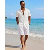 image:imageCOOFANDY Mens Short Sleeve Button Down Shirts Casual Cotton Beach Summer Linen Textured ShirtsWhite