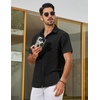 image:imageCOOFANDY Mens Short Sleeve Button Down Shirts Casual Linen Shirts for Men Textured Summer Beach ShirtBlack