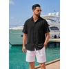 image:imageCOOFANDY Mens Short Sleeve Button Down Shirts Casual Linen Shirts for Men Textured Summer Beach ShirtBlack