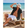 image:imageCOOFANDY Mens Short Sleeve Button Down Shirts Casual Linen Shirts for Men Textured Summer Beach ShirtBlack