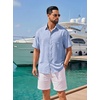 image:imageCOOFANDY Mens Short Sleeve Button Down Shirts Casual Linen Shirts for Men Textured Summer Beach ShirtBlue