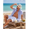 image:imageCOOFANDY Mens Short Sleeve Button Down Shirts Casual Linen Shirts for Men Textured Summer Beach ShirtDenim Blue