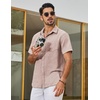 image:imageCOOFANDY Mens Short Sleeve Button Down Shirts Casual Linen Shirts for Men Textured Summer Beach ShirtKhaki