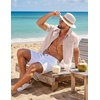 image:imageCOOFANDY Mens Short Sleeve Button Down Shirts Casual Linen Shirts for Men Textured Summer Beach ShirtKhaki