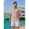 image:imageCOOFANDY Mens Short Sleeve Button Down Shirts Casual Linen Shirts for Men Textured Summer Beach ShirtKhaki