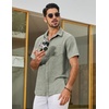 image:imageCOOFANDY Mens Short Sleeve Button Down Shirts Casual Linen Shirts for Men Textured Summer Beach ShirtLight Green