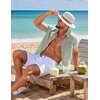 image:imageCOOFANDY Mens Short Sleeve Button Down Shirts Casual Linen Shirts for Men Textured Summer Beach ShirtLight Green