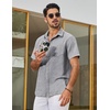 image:imageCOOFANDY Mens Short Sleeve Button Down Shirts Casual Linen Shirts for Men Textured Summer Beach ShirtLight Grey