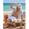 image:imageCOOFANDY Mens Short Sleeve Button Down Shirts Casual Linen Shirts for Men Textured Summer Beach ShirtLight Grey