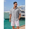 image:imageCOOFANDY Mens Short Sleeve Button Down Shirts Casual Linen Shirts for Men Textured Summer Beach ShirtLight Grey
