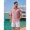 image:imageCOOFANDY Mens Short Sleeve Button Down Shirts Casual Linen Shirts for Men Textured Summer Beach ShirtPink