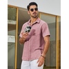 image:imageCOOFANDY Mens Short Sleeve Button Down Shirts Casual Linen Shirts for Men Textured Summer Beach ShirtPink