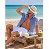 image:imageCOOFANDY Mens Short Sleeve Button Down Shirts Casual Linen Shirts for Men Textured Summer Beach ShirtSky Blue