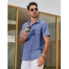 image:imageCOOFANDY Mens Short Sleeve Button Down Shirts Casual Linen Shirts for Men Textured Summer Beach ShirtSky Blue