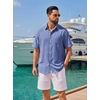 image:imageCOOFANDY Mens Short Sleeve Button Down Shirts Casual Linen Shirts for Men Textured Summer Beach ShirtSky Blue