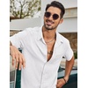 image:imageCOOFANDY Mens Short Sleeve Button Down Shirts Casual Linen Shirts for Men Textured Summer Beach ShirtWhite