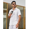 image:imageCOOFANDY Mens Short Sleeve Button Down Shirts Casual Linen Shirts for Men Textured Summer Beach ShirtWhite