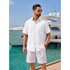 image:imageCOOFANDY Mens Short Sleeve Button Down Shirts Casual Linen Shirts for Men Textured Summer Beach ShirtWhite