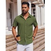 image:imageCOOFANDY Mens Short Sleeve Button Down Shirts Casual Summer Shirt Untucked Dress ShirtsArmy Green
