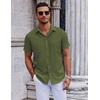 image:imageCOOFANDY Mens Short Sleeve Button Down Shirts Casual Summer Shirt Untucked Dress ShirtsArmy Green