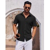 image:imageCOOFANDY Mens Short Sleeve Button Down Shirts Casual Summer Shirt Untucked Dress ShirtsBlack