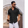 image:imageCOOFANDY Mens Short Sleeve Button Down Shirts Casual Summer Shirt Untucked Dress ShirtsBlack