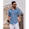image:imageCOOFANDY Mens Short Sleeve Button Down Shirts Casual Summer Shirt Untucked Dress ShirtsCaptain Blue