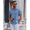 image:imageCOOFANDY Mens Short Sleeve Button Down Shirts Casual Summer Shirt Untucked Dress ShirtsCaptain Blue