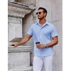 image:imageCOOFANDY Mens Short Sleeve Button Down Shirts Casual Summer Shirt Untucked Dress ShirtsClear Blue
