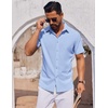 image:imageCOOFANDY Mens Short Sleeve Button Down Shirts Casual Summer Shirt Untucked Dress ShirtsClear Blue