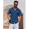 image:imageCOOFANDY Mens Short Sleeve Button Down Shirts Casual Summer Shirt Untucked Dress ShirtsDark Blue
