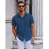 image:imageCOOFANDY Mens Short Sleeve Button Down Shirts Casual Summer Shirt Untucked Dress ShirtsDark Blue