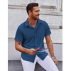 image:imageCOOFANDY Mens Short Sleeve Button Down Shirts Casual Summer Shirt Untucked Dress ShirtsDark Blue