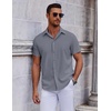 image:imageCOOFANDY Mens Short Sleeve Button Down Shirts Casual Summer Shirt Untucked Dress ShirtsDark Grey
