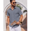 image:imageCOOFANDY Mens Short Sleeve Button Down Shirts Casual Summer Shirt Untucked Dress ShirtsDark Grey