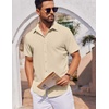 image:imageCOOFANDY Mens Short Sleeve Button Down Shirts Casual Summer Shirt Untucked Dress ShirtsKhaki
