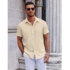 image:imageCOOFANDY Mens Short Sleeve Button Down Shirts Casual Summer Shirt Untucked Dress ShirtsKhaki