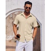 image:imageCOOFANDY Mens Short Sleeve Button Down Shirts Casual Summer Shirt Untucked Dress ShirtsKhaki
