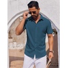 image:imageCOOFANDY Mens Short Sleeve Button Down Shirts Casual Summer Shirt Untucked Dress ShirtsLake Blue