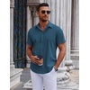 image:imageCOOFANDY Mens Short Sleeve Button Down Shirts Casual Summer Shirt Untucked Dress ShirtsLake Blue