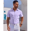 image:imageCOOFANDY Mens Short Sleeve Button Down Shirts Casual Summer Shirt Untucked Dress ShirtsLavender