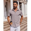 image:imageCOOFANDY Mens Short Sleeve Button Down Shirts Casual Summer Shirt Untucked Dress ShirtsLight Gray