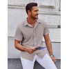 image:imageCOOFANDY Mens Short Sleeve Button Down Shirts Casual Summer Shirt Untucked Dress ShirtsLight Gray