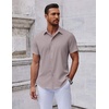 image:imageCOOFANDY Mens Short Sleeve Button Down Shirts Casual Summer Shirt Untucked Dress ShirtsLight Gray