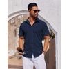 image:imageCOOFANDY Mens Short Sleeve Button Down Shirts Casual Summer Shirt Untucked Dress ShirtsNavy Blue