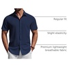 image:imageCOOFANDY Mens Short Sleeve Button Down Shirts Casual Summer Shirt Untucked Dress ShirtsNavy Blue