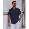 image:imageCOOFANDY Mens Short Sleeve Button Down Shirts Casual Summer Shirt Untucked Dress ShirtsNavy Blue