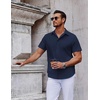image:imageCOOFANDY Mens Short Sleeve Button Down Shirts Casual Summer Shirt Untucked Dress ShirtsNavy Blue