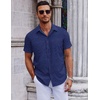 image:imageCOOFANDY Mens Short Sleeve Button Down Shirts Casual Summer Shirt Untucked Dress ShirtsNavy Blueanchor
